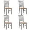 vidaXL Dining Chairs 4 pcs Grey Solid Oak Wood vidaXL Dining Chairs 4 pcs Grey Solid Oak Wood