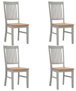 vidaXL Dining Chairs 4 pcs Grey Solid Oak Wood