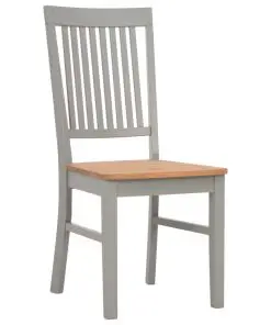 vidaXL Dining Chairs 4 pcs Grey Solid Oak Wood