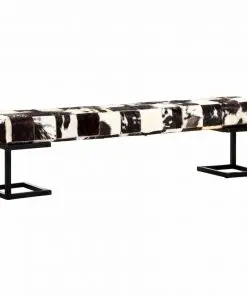 vidaXL Bench 160 cm Black Patchwork Genuine Goat Leather