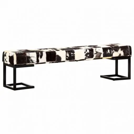 vidaXL Bench 160 cm Black Patchwork Genuine Goat Leather