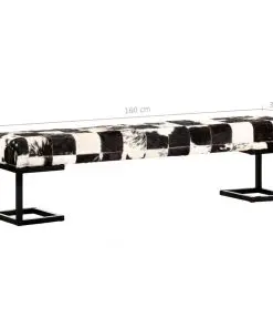 vidaXL Bench 160 cm Black Patchwork Genuine Goat Leather