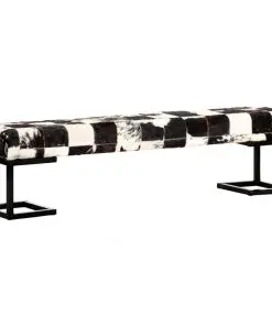 vidaXL Bench 160 cm Black Patchwork Genuine Goat Leather