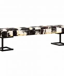 vidaXL Bench 160 cm Black Patchwork Genuine Goat Leather