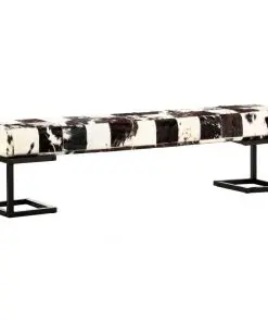vidaXL Bench 160 cm Black Patchwork Genuine Goat Leather