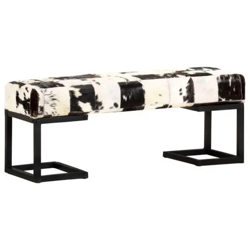 vidaXL Bench 110 cm Black Patchwork Genuine Goat Leather