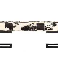 vidaXL Bench 110 cm Black Patchwork Genuine Goat Leather