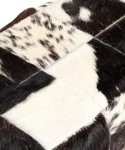 vidaXL Bench 110 cm Black Patchwork Genuine Goat Leather