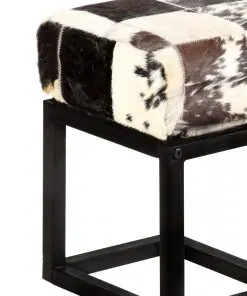 vidaXL Bench 110 cm Black Patchwork Genuine Goat Leather