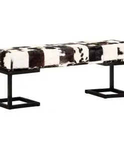 vidaXL Bench 110 cm Black Patchwork Genuine Goat Leather