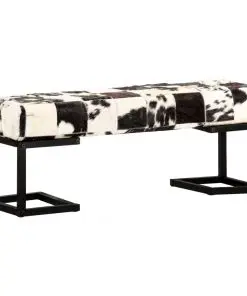 vidaXL Bench 110 cm Black Patchwork Genuine Goat Leather