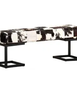 vidaXL Bench 110 cm Black Patchwork Genuine Goat Leather