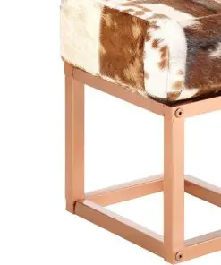 vidaXL Bench 160 cm Brown Patchwork Genuine Goat Leather