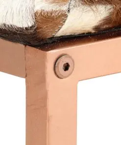 vidaXL Bench 160 cm Brown Patchwork Genuine Goat Leather