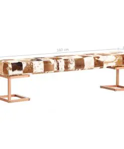 vidaXL Bench 160 cm Brown Patchwork Genuine Goat Leather