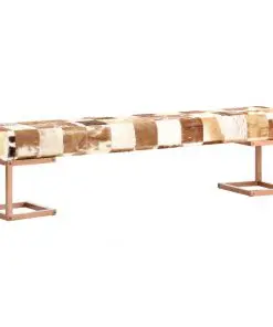 vidaXL Bench 160 cm Brown Patchwork Genuine Goat Leather