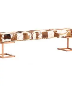 vidaXL Bench 160 cm Brown Patchwork Genuine Goat Leather