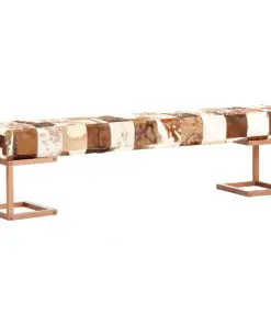 vidaXL Bench 160 cm Brown Patchwork Genuine Goat Leather