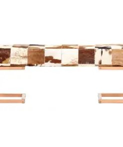 vidaXL Bench 110 cm Brown Patchwork Genuine Goat Leather