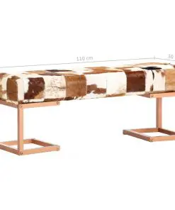 vidaXL Bench 110 cm Brown Patchwork Genuine Goat Leather