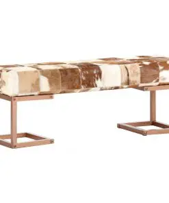 vidaXL Bench 110 cm Brown Patchwork Genuine Goat Leather