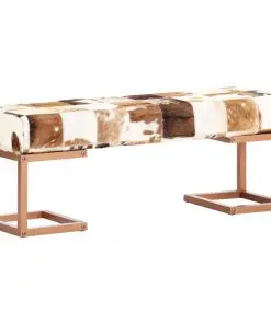 vidaXL Bench 110 cm Brown Patchwork Genuine Goat Leather