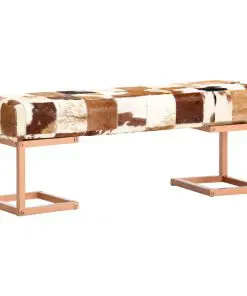 vidaXL Bench 110 cm Brown Patchwork Genuine Goat Leather