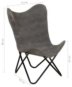 vidaXL Butterfly Chair Anthracite Canvas