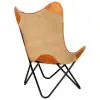 vidaXL Butterfly Chair Brown Real Leather