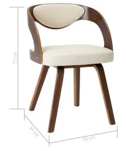 vidaXL Dining Chairs 2 pcs Cream Bent Wood and Faux Leather