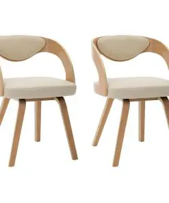 vidaXL Dining Chairs 2 pcs Cream Bent Wood and Faux Leather