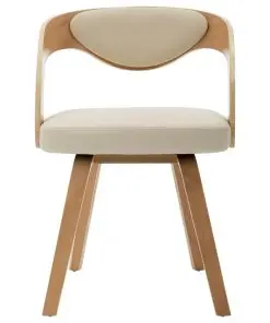 vidaXL Dining Chairs 2 pcs Cream Bent Wood and Faux Leather