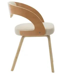 vidaXL Dining Chairs 2 pcs Cream Bent Wood and Faux Leather