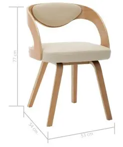 vidaXL Dining Chairs 2 pcs Cream Bent Wood and Faux Leather