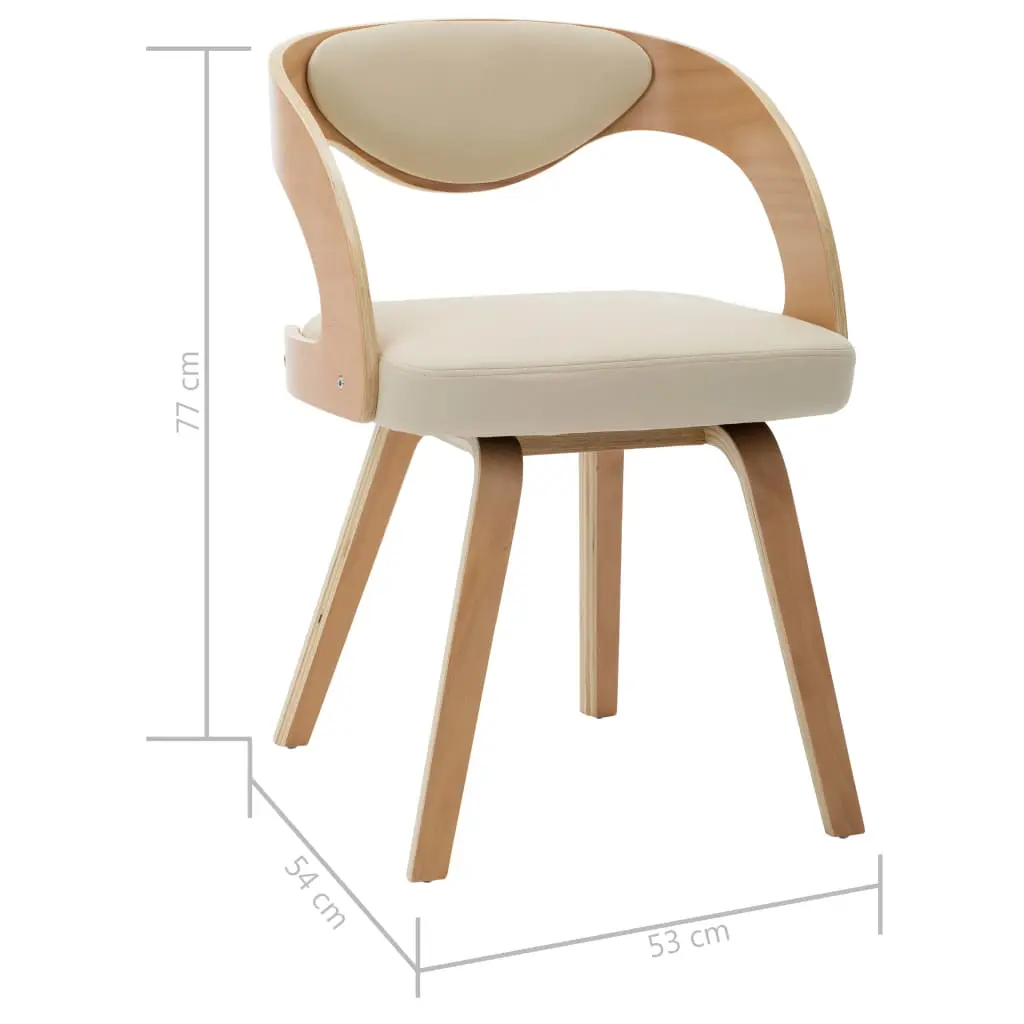 vidaXL Dining Chairs 2 pcs Cream Bent Wood and Faux Leather