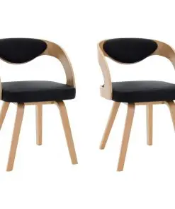 vidaXL Dining Chairs 2 pcs Black Bent Wood and Faux Leather