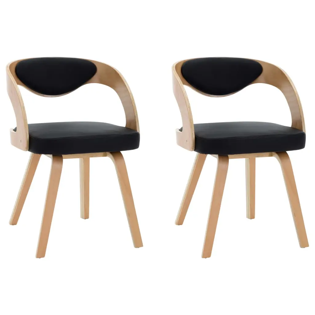 vidaXL Dining Chairs 2 pcs Black Bent Wood and Faux Leather