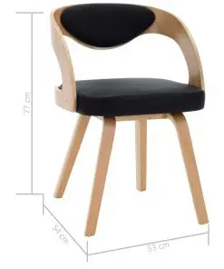 vidaXL Dining Chairs 2 pcs Black Bent Wood and Faux Leather