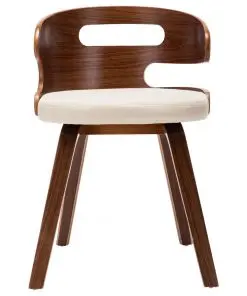 vidaXL Dining Chairs 2 pcs Cream Bent Wood and Faux Leather