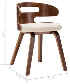 vidaXL Dining Chairs 2 pcs Cream Bent Wood and Faux Leather