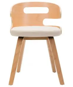 vidaXL Dining Chairs 2 pcs Cream Bent Wood and Faux Leather