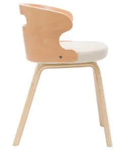 vidaXL Dining Chairs 2 pcs Cream Bent Wood and Faux Leather