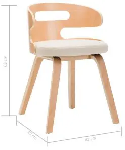 vidaXL Dining Chairs 2 pcs Cream Bent Wood and Faux Leather