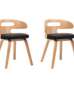 vidaXL Dining Chairs 2 pcs Black Bent Wood and Faux Leather