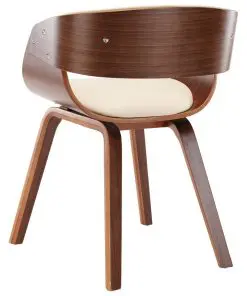 vidaXL Dining Chair Cream Bent Wood and Faux Leather