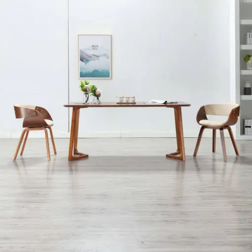 vidaXL Dining Chair Cream Bent Wood and Faux Leather