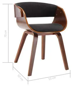 vidaXL Dining Chair Grey Bent Wood and Fabric