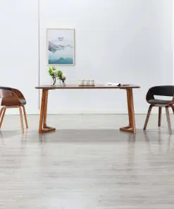 vidaXL Dining Chair Grey Bent Wood and Fabric