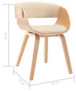 vidaXL Dining Chair Cream Bent Wood and Faux Leather