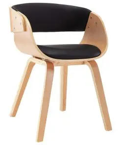 vidaXL Dining Chair Black Bent Wood and Faux Leather